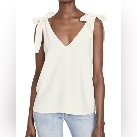 Amanda Uprichard Josephina Bow Tank Top in Ivory Size S - Picture 1 of 5